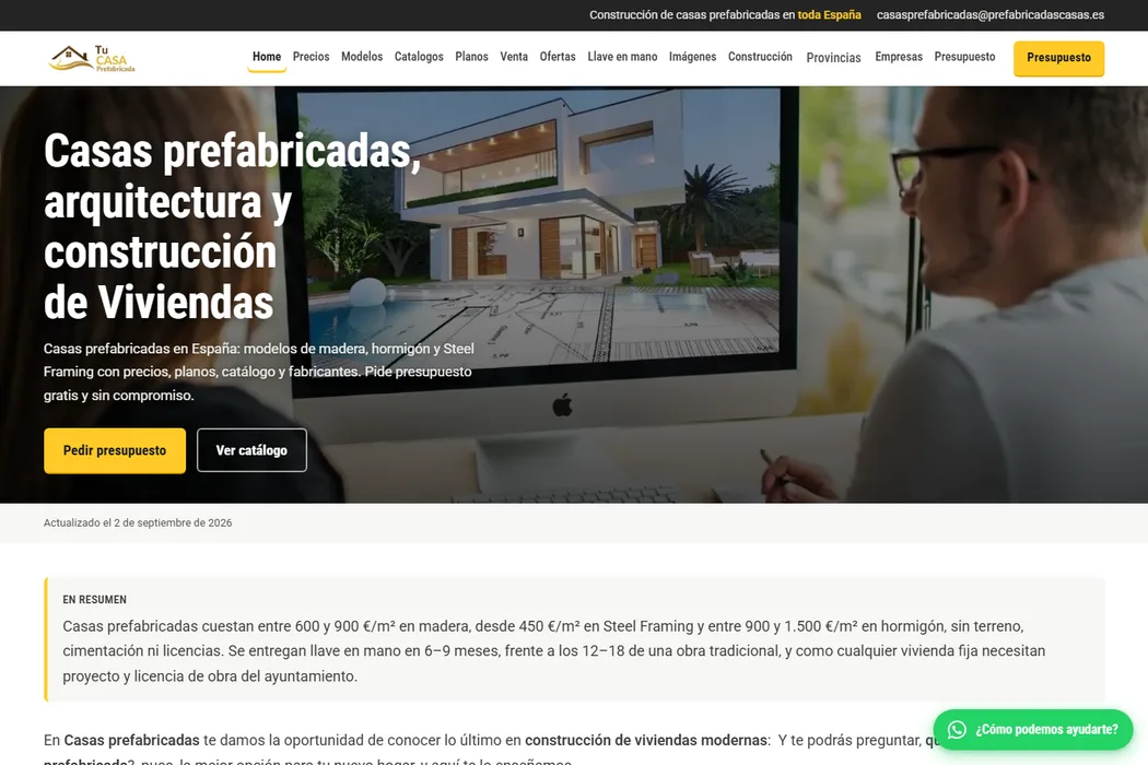 Diseño web de Casas Prefabricadas, viviendas prefabricadas en madera, hormigón y steel framing